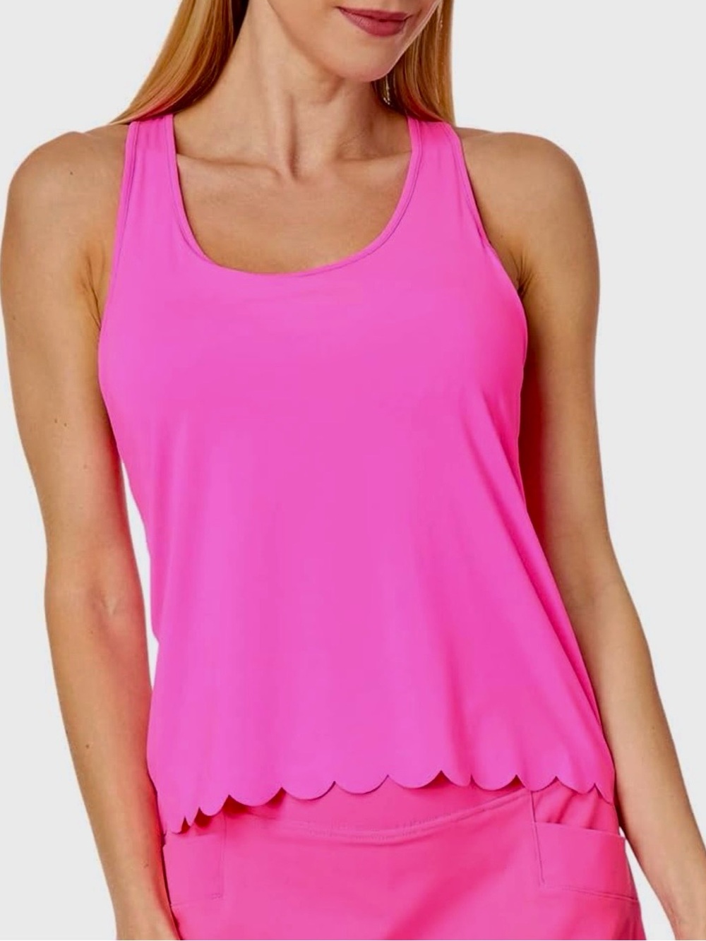 Lilly Pulitzer Claralee Women’s Pink Scallop-Hem Tank Top build in bra Small S